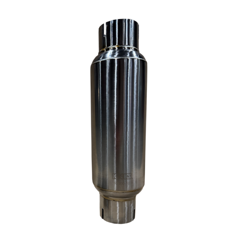 Kooks 3in Round Clamp In Muffler 10in Long Body Polished Stainless Steel