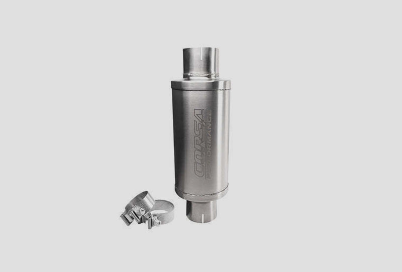 Corsa 304 Stainless Steel 2.50in Pro Series Packed Resonator (Slip Fit) (6-8DB) w/ 2 Clamps -Brushed