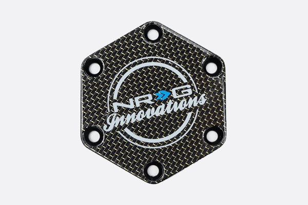 NRG Carbon Fiber w/ Chrome Gold Texalium Fabrics Horn Delete Button Circular Logo Front/ Back