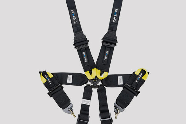 NRG FIA 6pt 2in. Shoulder Belt for HANS Device/ Rotary Cam Lock Buckle/ 3in. Waist Belt - Black