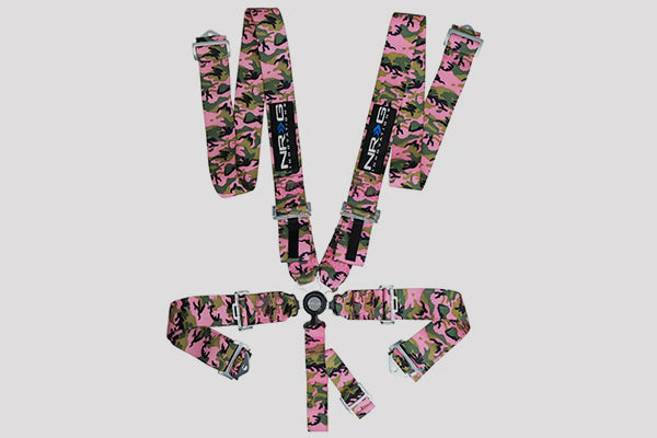 NRG SFI 16.1 5PT 3in Seat Belt Harness / Latch Link - Pink Camo