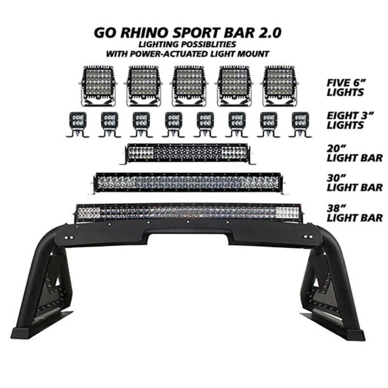 Go Rhino 2022+ Toyota Tundra Sport Bar 2.0 w/ Power Actuated Retractable Light Mount - Tex Blk