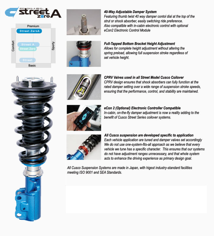 Cusco 2022+ Subaru WRX Street Zero-A Coilover Ki