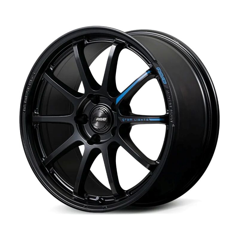 Gram Lights 57NR LIMITED II 18x8.5 +45 5-120 Semigloss Black Wheel w/ Black Cap/Stickers/Air Valve