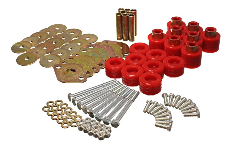 Energy Suspension Body Mount Set 1in Lift W/Hardware - Red
