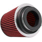 K&N Universal Air Filter Chrome Round Tapered Red - 4in ID x 1.125in L x 5.5in H (Multi Lingual)