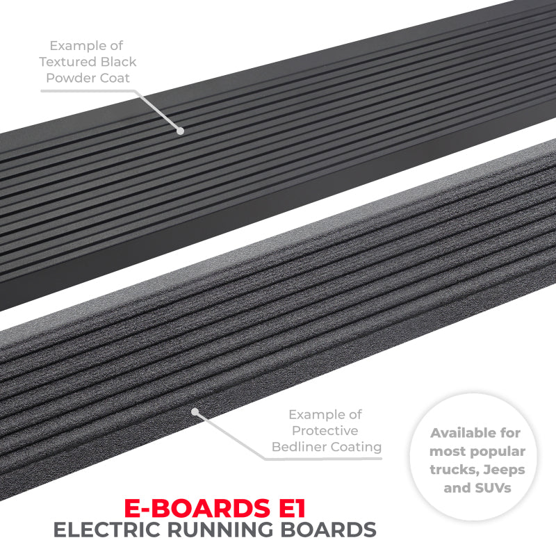 Go Rhino 19-23 Ram 1500 Quad Cab 4dr E-BOARD E1 Electric Running Board Kit (No Drill) - Tex. Blk