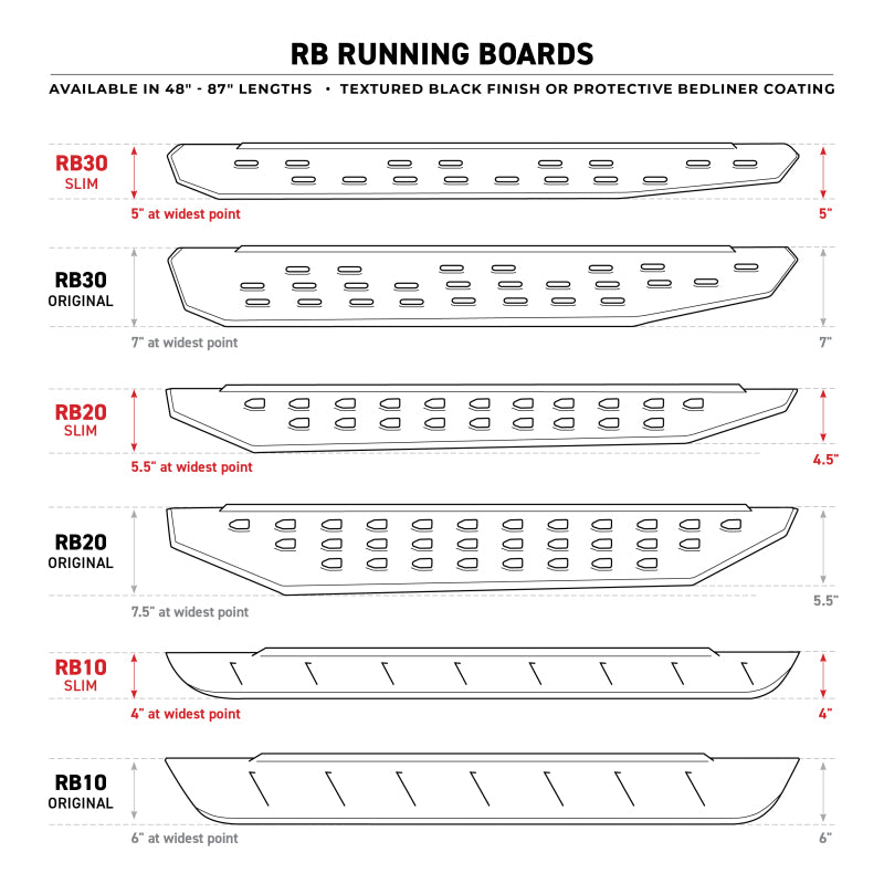 Go Rhino 21-25 Ford Bronco (excl. Sport) RB20 Slim Running Boards Kit w/ Brackets