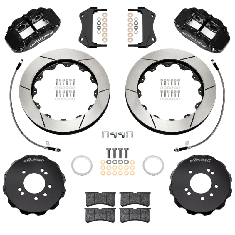 Wilwood 99-02 Nissan Skyline Superlite 6R Front BBK w/ 12.88in Slotted Rotors & Flexlines - Black
