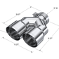 MBRP 3in ID / Dual 4in OD Out Staggered L 9.87in / R 9.37in Single Wall T304 SS Univ Exhaust Tip