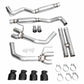 AWE 2024 Ford Mustang GT Fastback S650 RWD Track Edition Catback Exhaust w/ Quad Diamond Black Tips