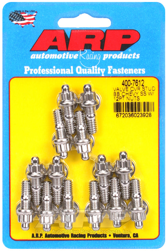 ARP BB Chevy Stamped Steel Covers SS 12 pt Valve Cover Stud Kit