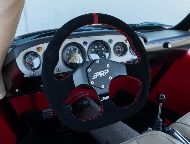 PRP Suede D-Shape Steering Wheel - Red