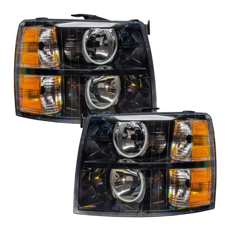 Oracle Lighting 07-13 Chevrolet Silverado Assembled Halo Headlights Round Style - Blk Housing -Blue