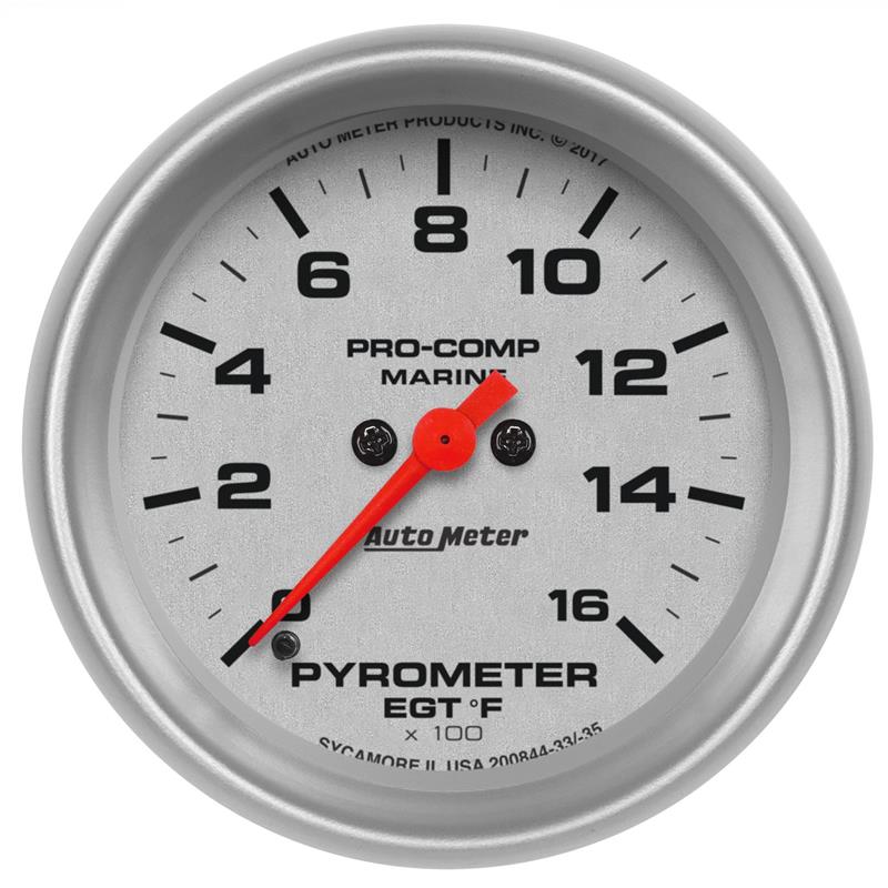 Autometer Ultra-Lite 2 5/8in 1600 Degree Pyrometer (EGT) Gauge  - Marine SIlver