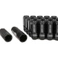 Project Kics Leggdura Racing Shell Type Lug Nut 54mm Open-End Look 16 Pcs + 4 Locks 14X1.5 Black