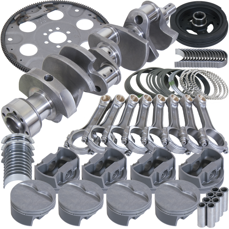 Eagle Chevy 350 1Pc 3.750in Crank 6.000in I-Beam Rods 4.060in Pistons 153 Tooth FP Balanced Assembly