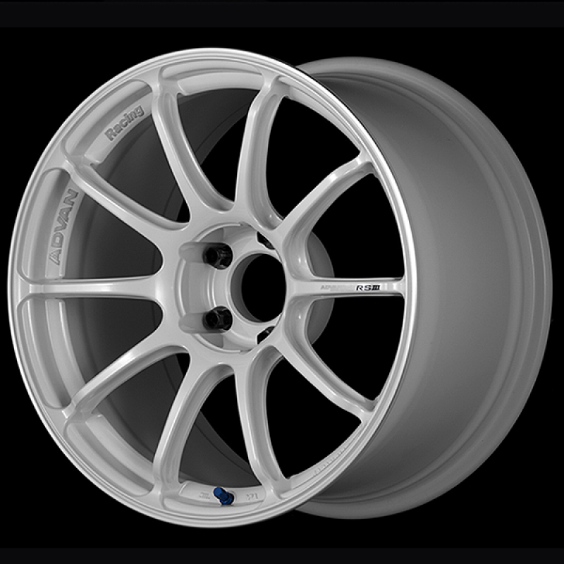 Advan RSIII 18x8.0 / +37 Offset / 5-100 / 63mm Bore / Racing White Metallic & Ring