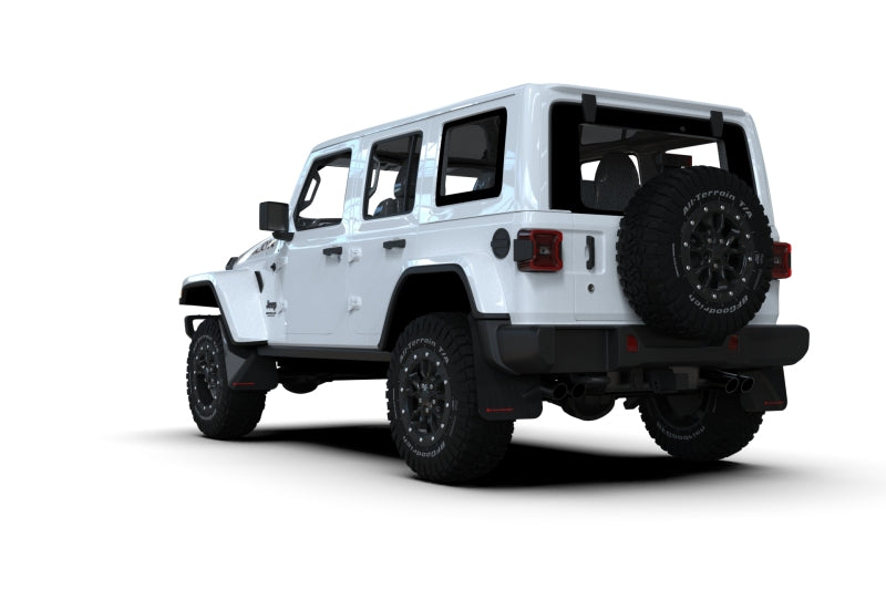 Rally Armor 2018+ Jeep Wrangler Rubicon JL Black UR Mud Flap w/ Red Logo