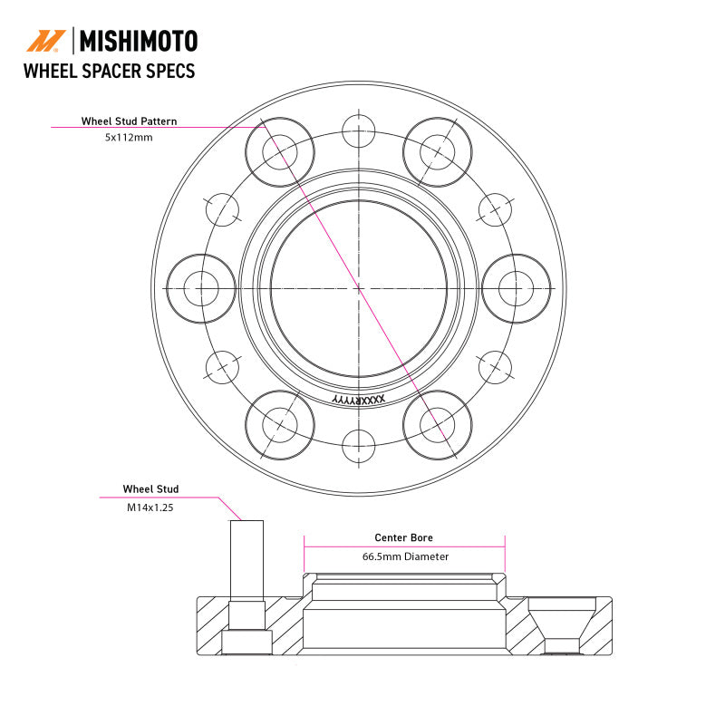Mishimoto Wheel Spacers - 5x112 - 66.5 - 10 - M14 - Black