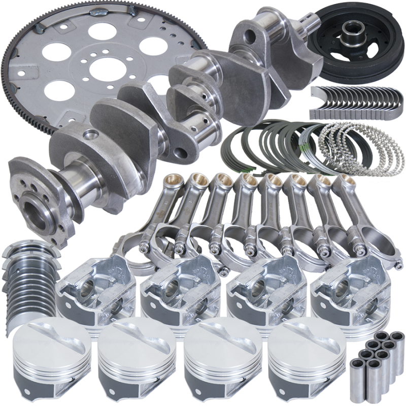 Eagle Chevy 350 1Pc 3.750in Crank 5.700in I-Beam Rods 4.040in Pistons 153 Tooth FP Balanced Assembly