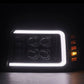 AlphaRex 92-96 Ford F-Series/Bronco NOVA-Series LED Proj Headlight Bk w/Actv Light SeqSig & SBDRL