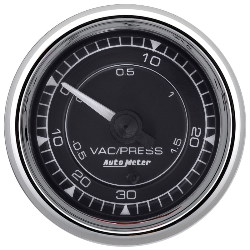 AutoMeter Chrono 2-1/16in 30in HG/30PSI Digital Stepper Motor Vaccum/Boost Gauge - Chrome