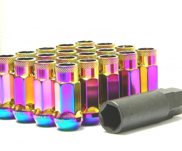 Wheel Mate Muteki SR48 Open End Locking Lug Nut Set of 4 - Neon 12x1.25 48mm