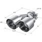 MBRP Universal T304 SS Dual Tip 4in OD/2.5in Inlet
