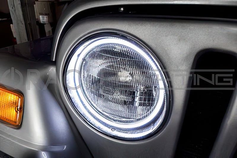 Oracle 7" Round Surface Mount LED Headlight Halo Kit - Red