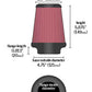 K&N Universal Clamp-On Air Filter 2-3/4in FLG / 4-3/4in B / 3-1/2in T / 5-7/8in H