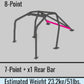 8-Point, Front & Rear with Diagonal & Rear Bar, 2 Passenger, Dash Through-Type. Chromoly 40mm OD