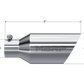 MBRP Universal Tip 4.5 O.D. Dual Walled Angled Rolled End 2.5 Inlet 12in Length - T304
