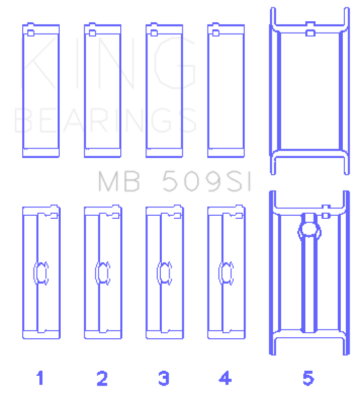King Engine Bearings Chevrolet 400 Crankshaft Main Bearing Set (Set of 5) - Size .001