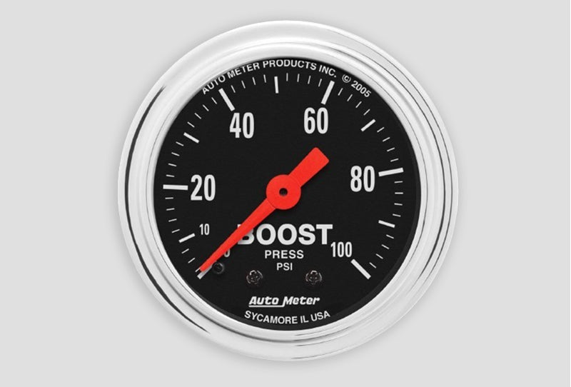 AutoMeter Gauge Boost 2-1/16in. 100 PSI Mechanical Traditional Chrome