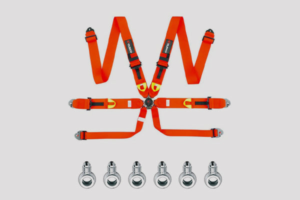 Cusco Universal 6 Point 3in Shoulder 3in Lap (HANS) w/Eyebolts (7/16-20UNF) FIA Racing Harness- Red