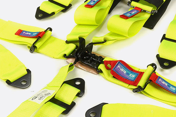 NRG SFI 16.1 5PT 3in Seat Belt Harness with Pads / Latch Link - Neon Green