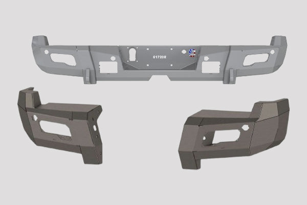 Road Armor 10-18 Dodge 2500 iD Rear Bumper w/Center Section/Shackle/End Pods/iD/Accents - Raw