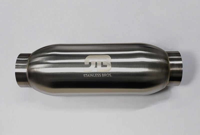 Stainless Bros 3.5in Inlet/Outlet 5in Body x 12in OAL SS304 Louvered Bullet Resonator