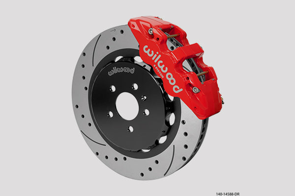 Wilwood 99-12 Porsche 911 (996/997) Aero6 Front Brake Kit Drill/Slot 14.00in Rotor W/Lines - Red