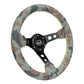 NRG Reinforced Steering Wheel (350mm / 3in. Deep) Camo Suede Mark w/ Neon Grn stitching & Blk Spoke