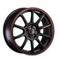 SSR GTV05 4x100 15x5.0 Offset 45 Flat Black w/ Red Line