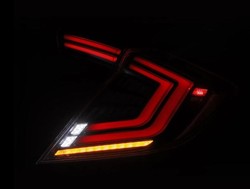 AlphaRex 16-21 Honda Civic Hatchback/ Type-R FK8 Nova-Series LED Tail Lights (Pair) - Black