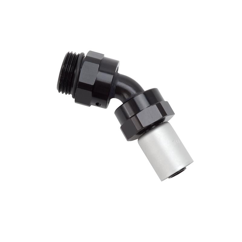 Russell Hose End Crimp On 10 Sae Port Male To -8 Hose 45 Deg Swivel Blk Anodized