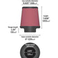 K&N Universal Rubber Filter-Round Tprd 4.875in Flange ID x 9in Base OD x 6.625in Top OD x 7.938in H