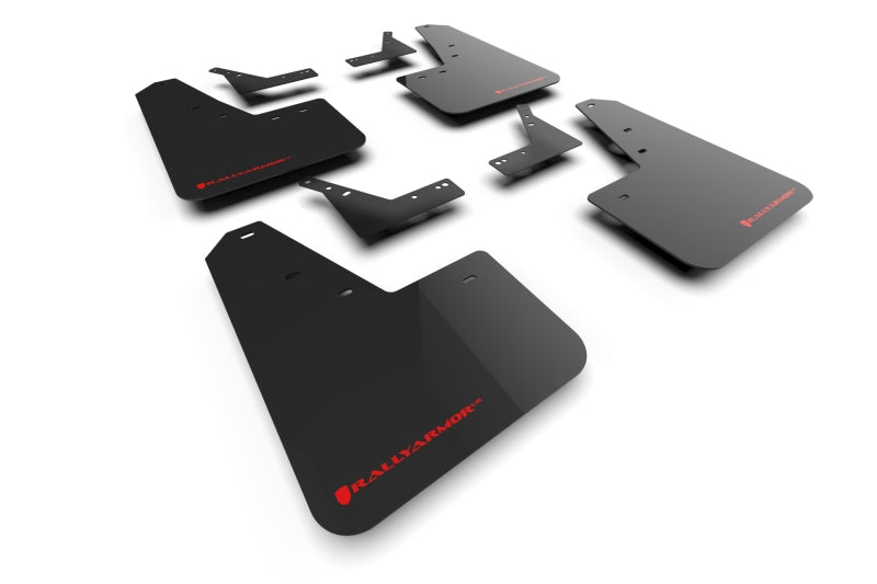 Rally Armor 2021+ Dodge Ram 1500 TRX Black UR Mud Flap - Red Logo