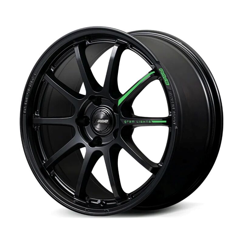 Gram Lights 57NR LIMITED II 18x8.5 +38 5-114.3 Semigloss Black Wheel w/ Black Cap/Stickers/Air Valve