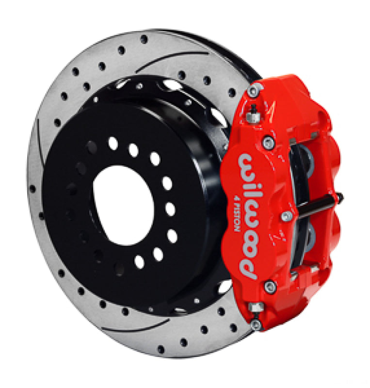 Wilwood Narrow Superlite 4R Rear Kit 14in Drilled Red G-Body W/ 2.62in Axle Offset