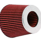 K&N Universal Air Filter Chrome Round Tapered Red - 4in ID x 1.125in L x 5.5in H (Multi Lingual)