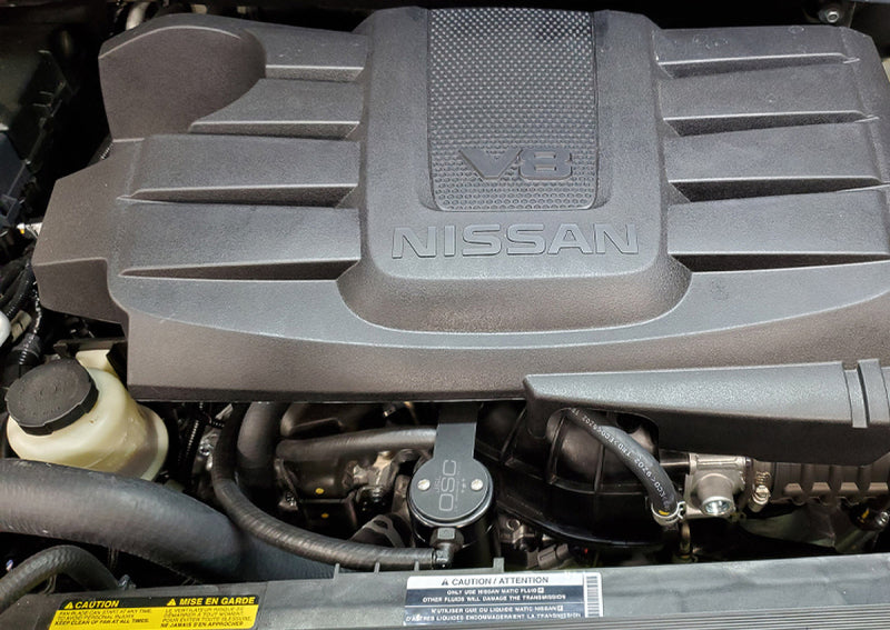 J&amp;L 16-23 Nissan Titan 5.6L Passenger Side Oil Separator 3.0 - Black Anodized
